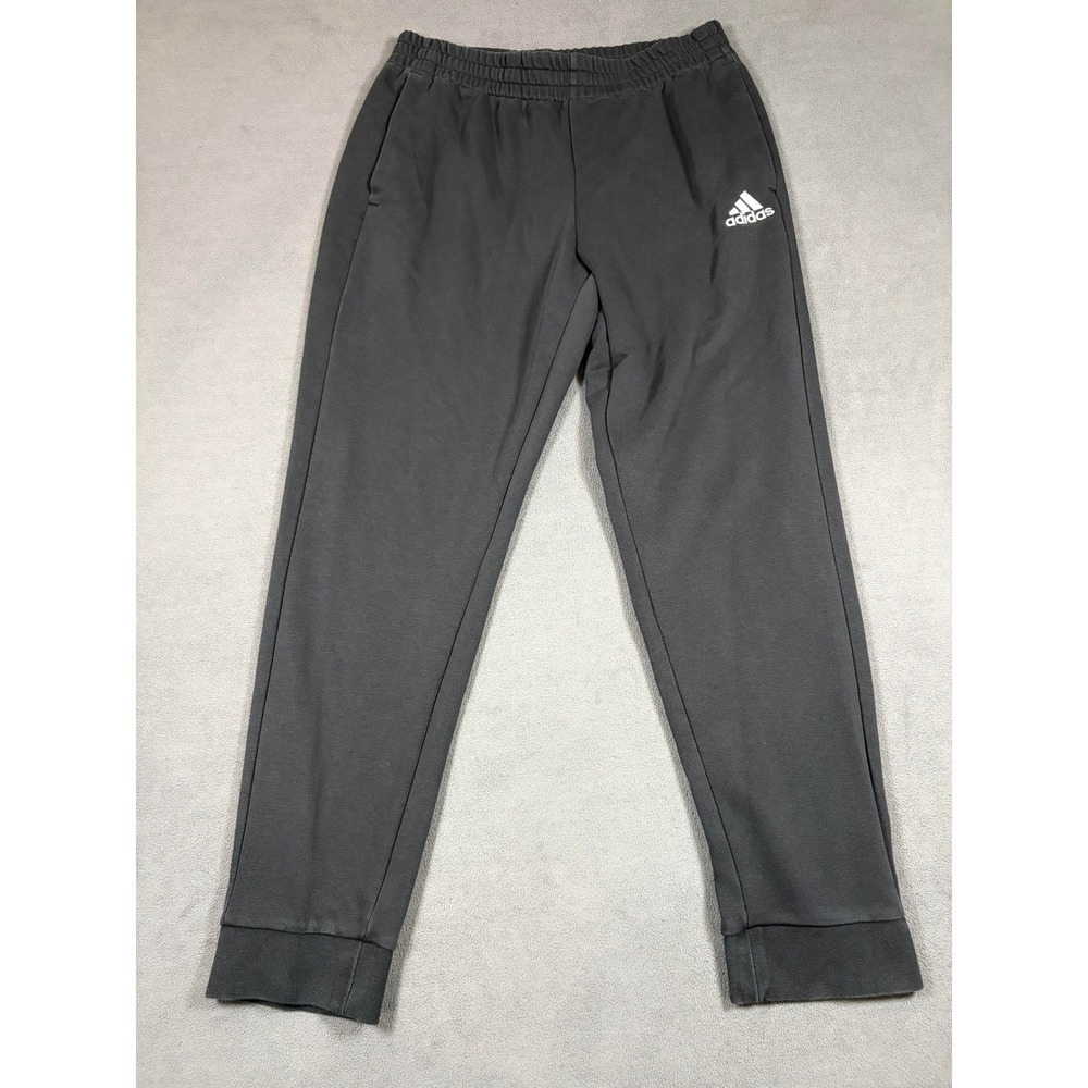 Adidas Sweatpants Mens L Black Logo Activewear Drawstring Waist Tapered Leg